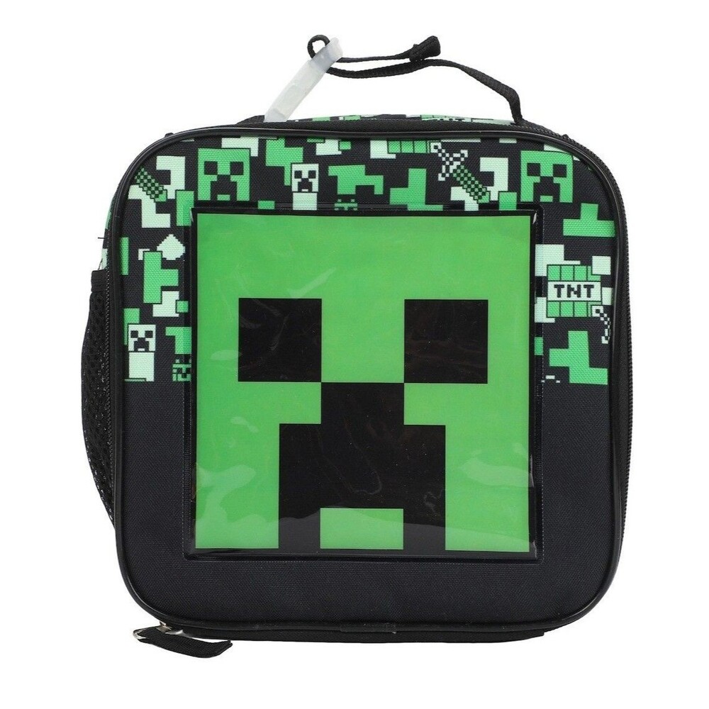 NEW Minecraft Insulated Zip Lunch Bag  Lunchbox With Mesh Side Pocket